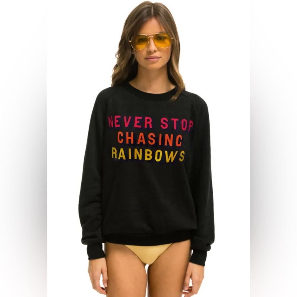 Aviator Nation Never Stop Chasing Rainbows 🌈 Crewneck Sweatshirt